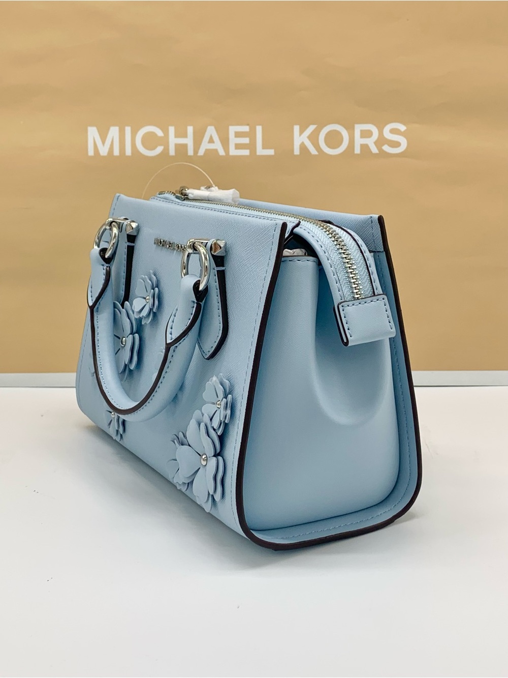 Michael Kors Marilyn Small Embellished Satchel Pale Ocean color - Picture 5 of 15